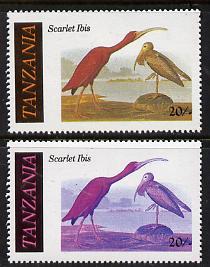 Tanzania 1986 John Audubon Birds 20s (Scarlet Ibis) with ...