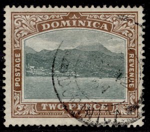 DOMINICA EDVII SG39, 2d green & brown, FINE USED. Cat £25. CDS CHALKY