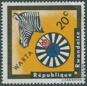 Rwanda 1967 SG216 20c Zebra Round Table emblem MLH