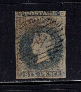 South Australia stamp #8, used, imperf, wmk. 6, large star,   CV $200.00