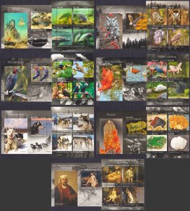 Gs1588-94 2019 Sao Tome & Principe Birds Dogs Fishes Art Minerals ! 7+7 Mnh