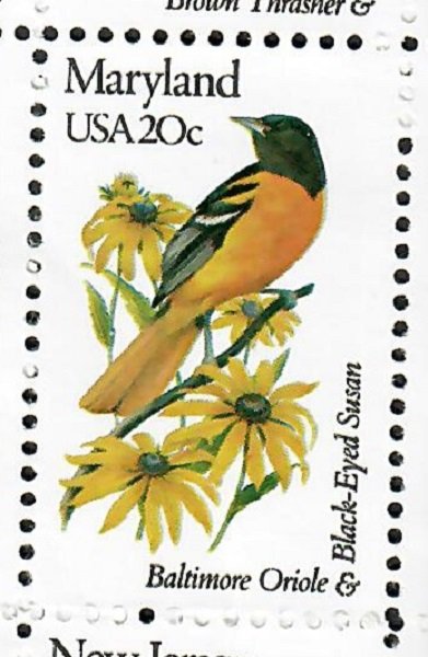 1972 Maryland Birds and Flowers MNH single  perf 10.5 x 11.25