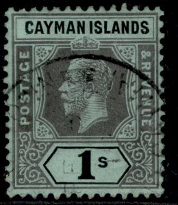 CAYMAN ISLANDS GV SG48, 1s black/green, FINE USED. Cat £30.