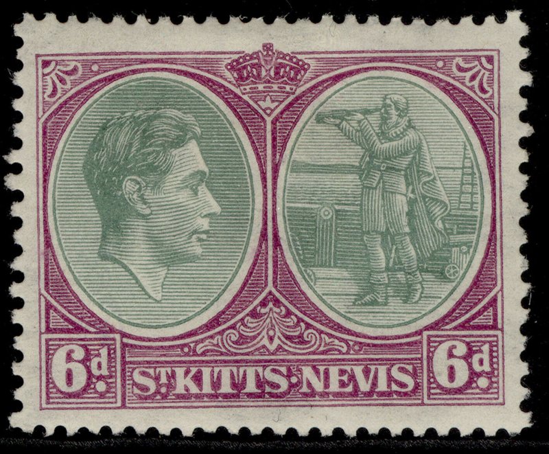 ST KITTS-NEVIS GV SG74, 6d green & bright purple, M MINT. Cat £13.