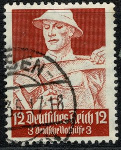 GERMANY 1934 WELFARE FUND 12pf+3pf  BROWN-RED USED SG 556 P.13 x 13.5 Wmk.97 XF