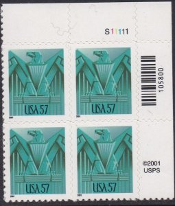 3471A Eagle Plate Block MNH