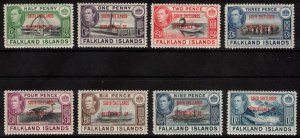 FALKLAND DEPENDENCIES 1944 South Shetlands Overprints; Scott 5L1-8, SG D1-8; MNH