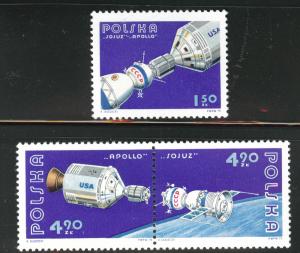 Poland Scott 2105-2107 MNH** Space Apollo 1975 set