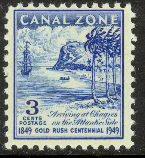 US CANAL ZONE 1949 3c CALIFORNIA GOLD RUSH Issue Sc 142 MNH