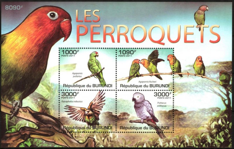 Burundi 2011 Birds Parrots Sheet MNH