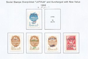 LATVIA - 1992 - o/p on USSR - Perf 5v Set - Mint Lightly Hinged