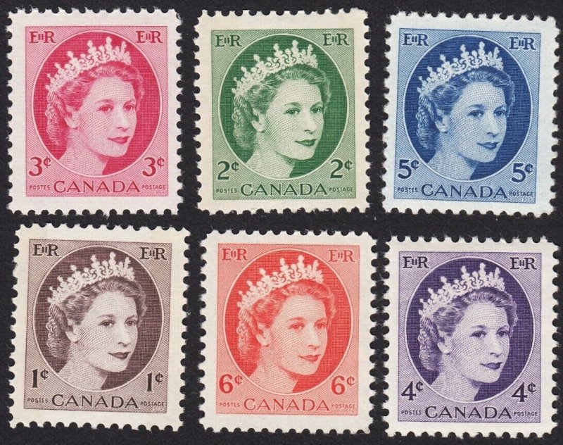 QUEEN ELIZABETH II = Canada 1954 # 337-342 set of 6 General Issue MNH