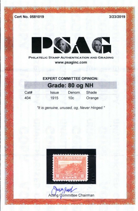 MALACK 404 VF OG NH, w/PSAG (GRADED 80 (03/19) CERT,..MORE.. gg1485