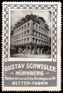 Vintage Germany Advertising Poster Stamp Gustav Schwedler Bed Factory Nuremberg