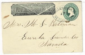 1870's Wells Fargo Express Georgetown, Cal. oval cancel in black on 3c entire