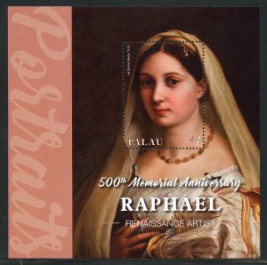 PALAU  2020 500th MEMORIAL ANN OF RAPHAEL RENAISSANCE ARTIST S/SHEET MINT NH