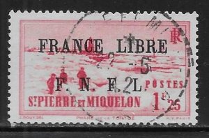 St. Pierre & Miquelon 240 1.25fr FRANCE LIBRE single Used