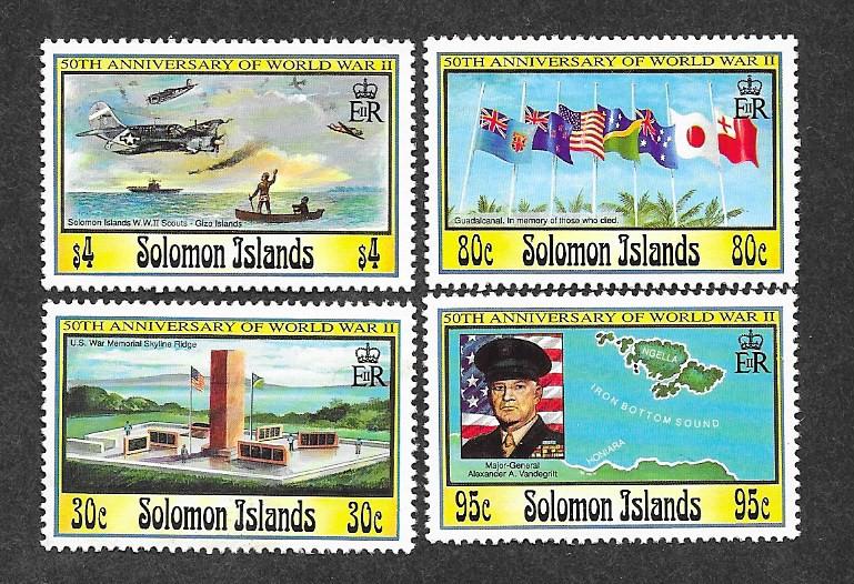 Solomon Islands 748-751 Mint NH 50th Anniversary WWII
