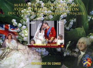 Congo 2011 Wedding Prince William & Kate Middleton s/s Imperforated mnh.vf