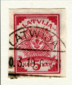 LATVIA; 1919 early Imperf local issue fine used 5k. value fine Postmark