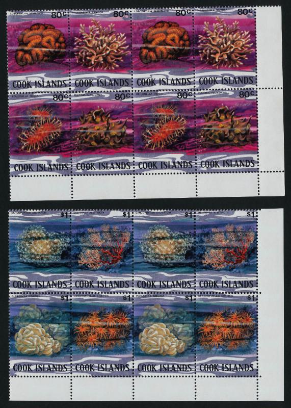 Cook Islands 576-81 BR Blocks MNH Coral, Marine Life