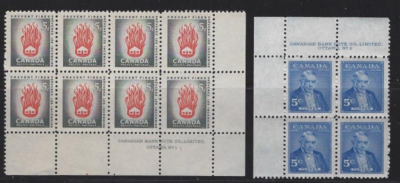 CANADA - PLATE & CORNER BLOCKS LOT #4 MNH CHRISTMAS INUK FIRE PREVENTION TUPPER