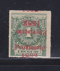 Uruguay 98c MH Double Overprint, One Inverted