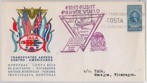 50155 - COSTA RICA  - 1st FLIGHT COVER CR/ Nicaragua / USA 1943 - MU # 34