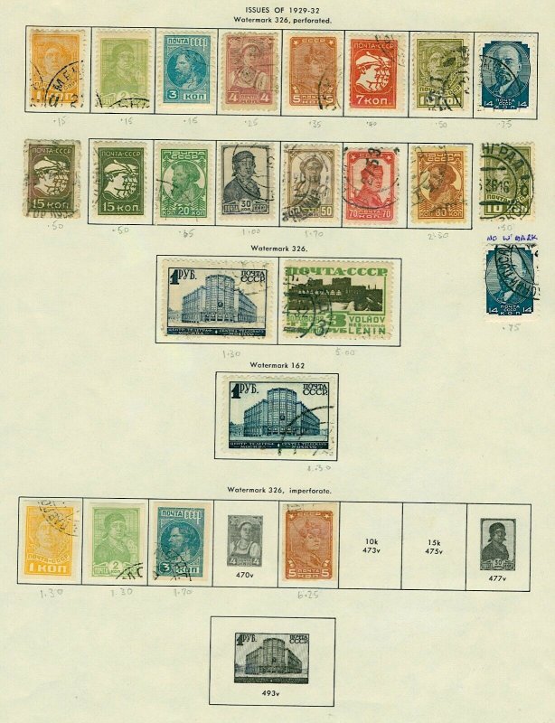 Russia 1929/59 specialised range of issues with perf varieties  Mint & FU Stamps