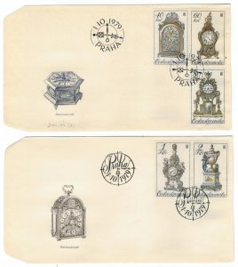 Czechoslovakia 1979 FDC Stamps Scott 2260-2264 Old Clocks