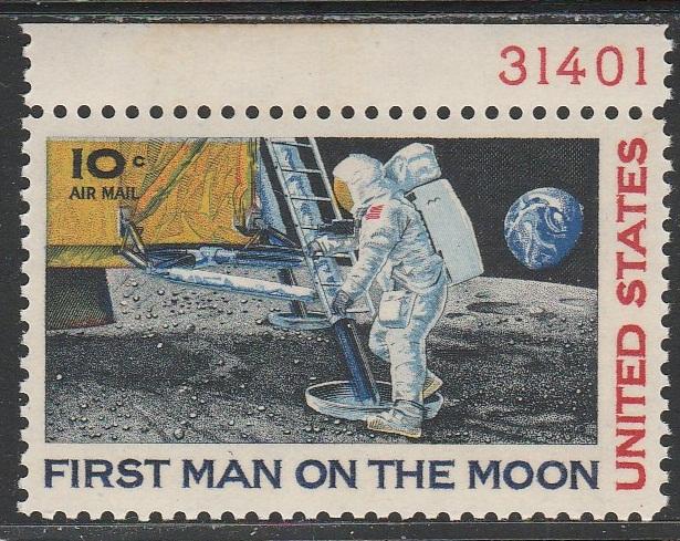 C76 - .10  First Man on the Moon plate # single mnh vf.