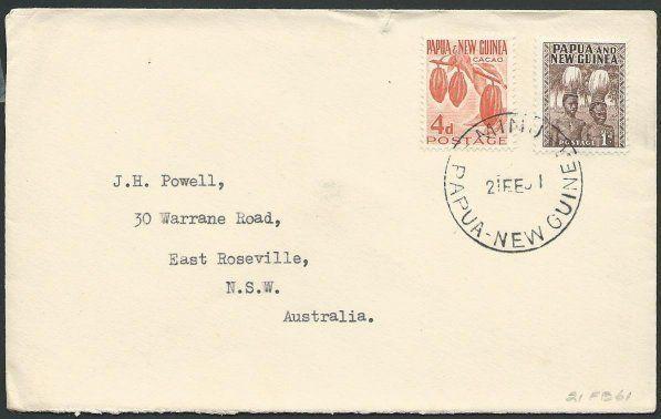 PAPUA NEW GUINEA 1961 cover ex MINJ........................................39403