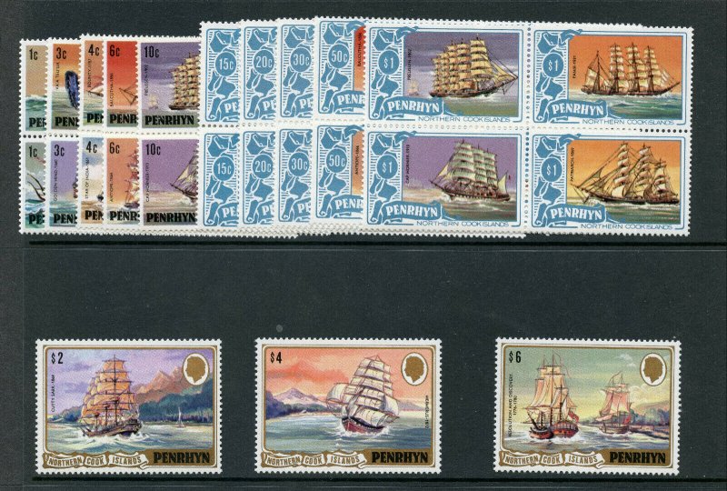 Cook Is Penrhyn 1981 QEII Saling Craft & Ships set complete MNH. SG 166-208.