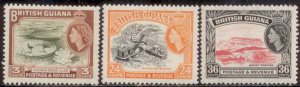 British Guiana 1954 SC# 255,261,262 MNH-OG E35