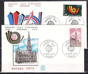 France, Scott cat. 1366-1367. Europa issue. City Hall Bldg. 2 First day covers ^