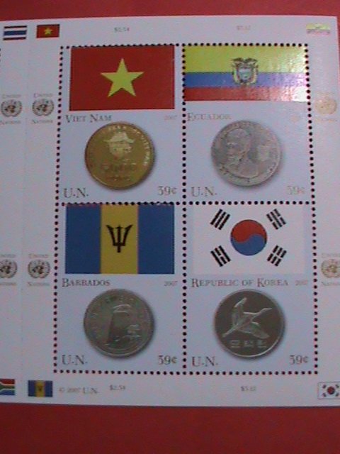 UNITED NATION STAMP: 1994  SC#930 FLAGS AND COINS OF COUNTRIES FULL SHEET MNH