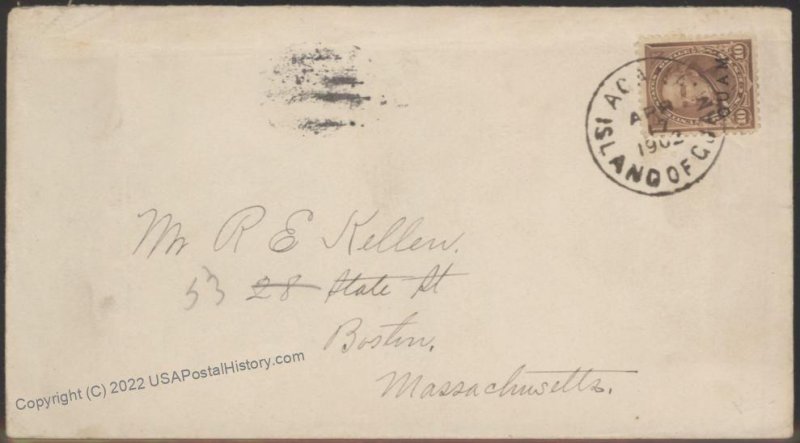 GUAM 1903 Overprinted USA 10c Webster to Boston Mass Cover 107612