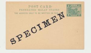 MALAYA -FEDERATED STATES 1897 1c SPECIMEN CARD,UNUSED,H&G1(SEE BELOW