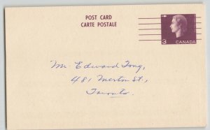 Canada 1967 3c Cameo Precancel Bud Price Toronto Election Postal Stationery Card