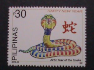 PHILIPPINES-2013 SC#3455-7  YEAR OF THE LOVELY SNAK MNH SET VERY FINE