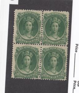 NOVA SCOTIA # 11 MNH BLOCK OF 4 8.5cts GREEN CAT VALUE $160