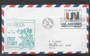 United Nations #C18 on FIRST FLIGHT NEW YORK to BERMUDA (A1800)