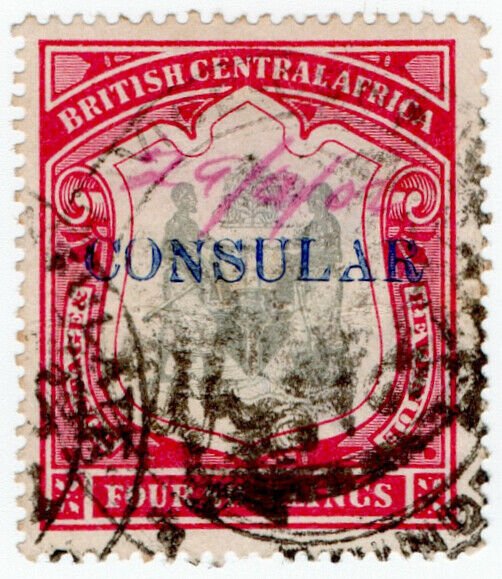 (I.B-BOB) Rhodesia/British Central Africa Revenue : Consular 4/-