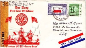 United States A.P.O.'s 5c Poland Overrun Nations and 1c Four Freedoms 1944 U....