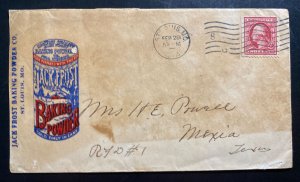 1912 St Louis MO USA Advertising Cover To Mexica TX Jack Frost Baking Powder 