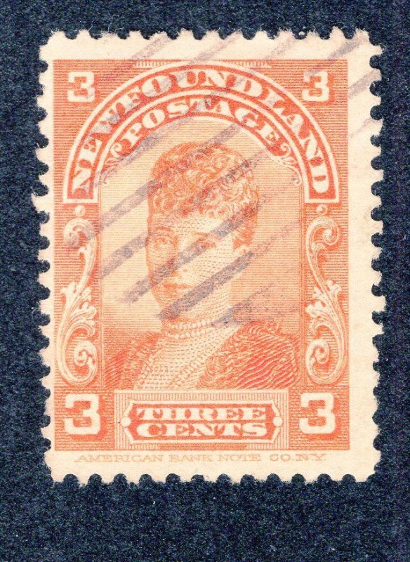 Newfoundland 1898 3c orange Alexandra, Scott 83 used, value = 75c