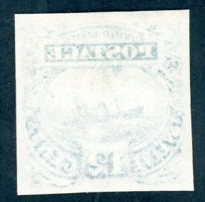 US SCOTT #117-E2c LARGE DIE ESSAY INDIA PAPER XF BLUE SHADE TN THIN AK 4/1/24