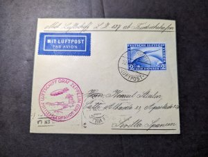 1929 Germany LZ 127 Graf Zeppelin Central America Flight Cover to Seville Spain