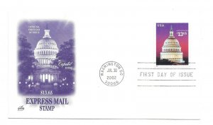 3648  $13.65 Express Mail, 2002, The Capitol Dome Artcraft FDC