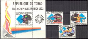 Chad 1972 Olympics Games Munich Mi. 550/2 Bl. 44 MNH